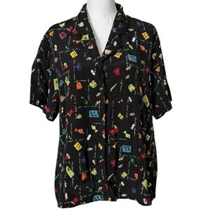 Susan Hutton Colorful Patterned Women's Button Down Shirt